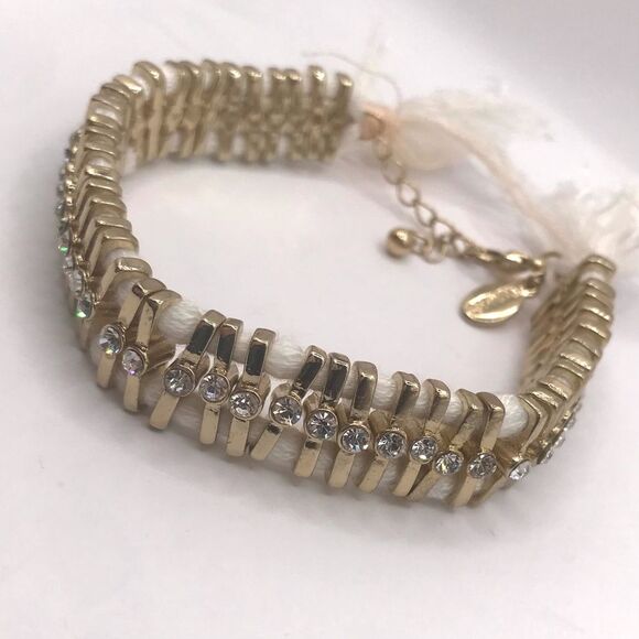 Express Gold and White Woven Bracelet - Picture 3 of 7